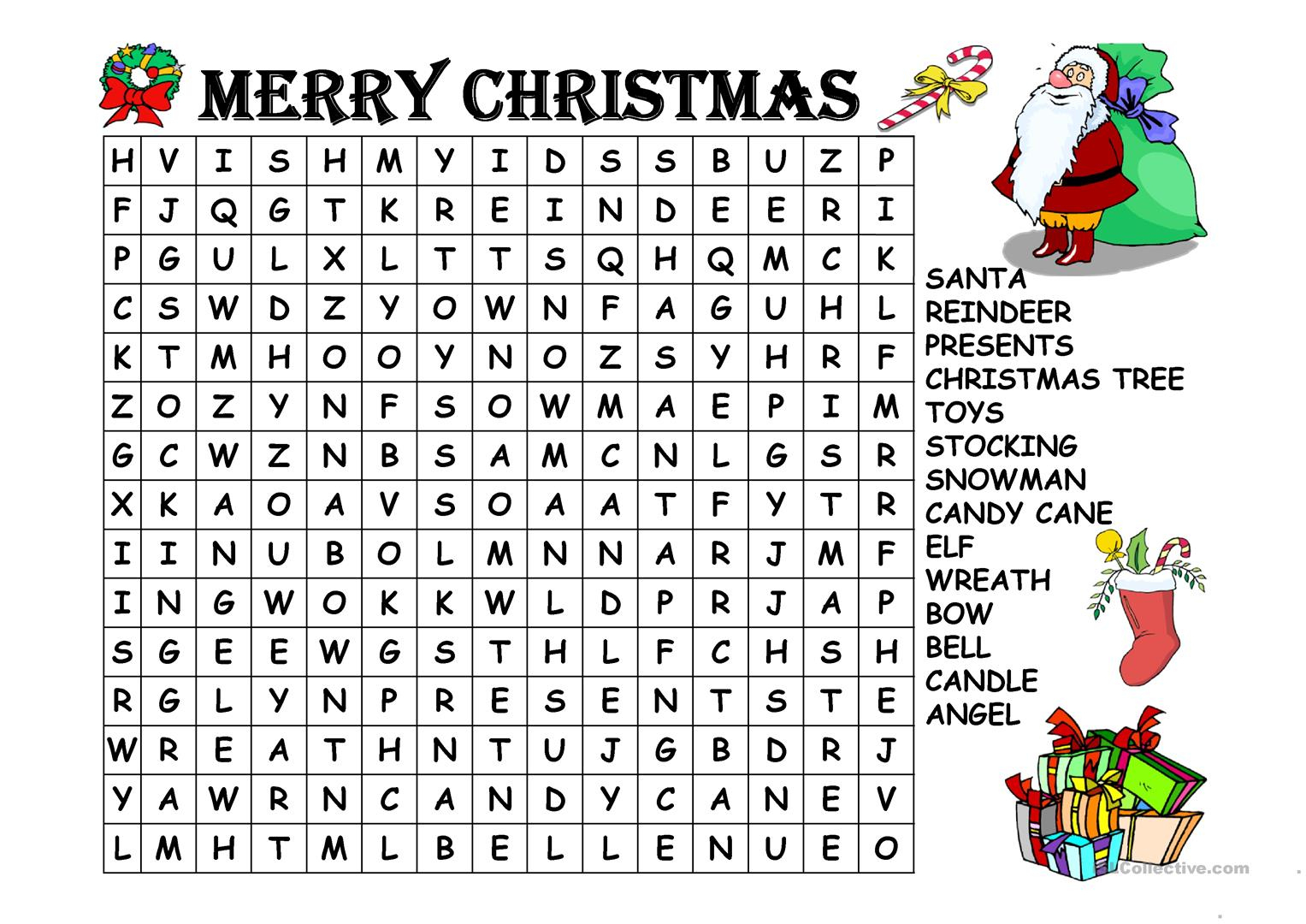 Christmas Word Search - English Esl Powerpoints For Distance