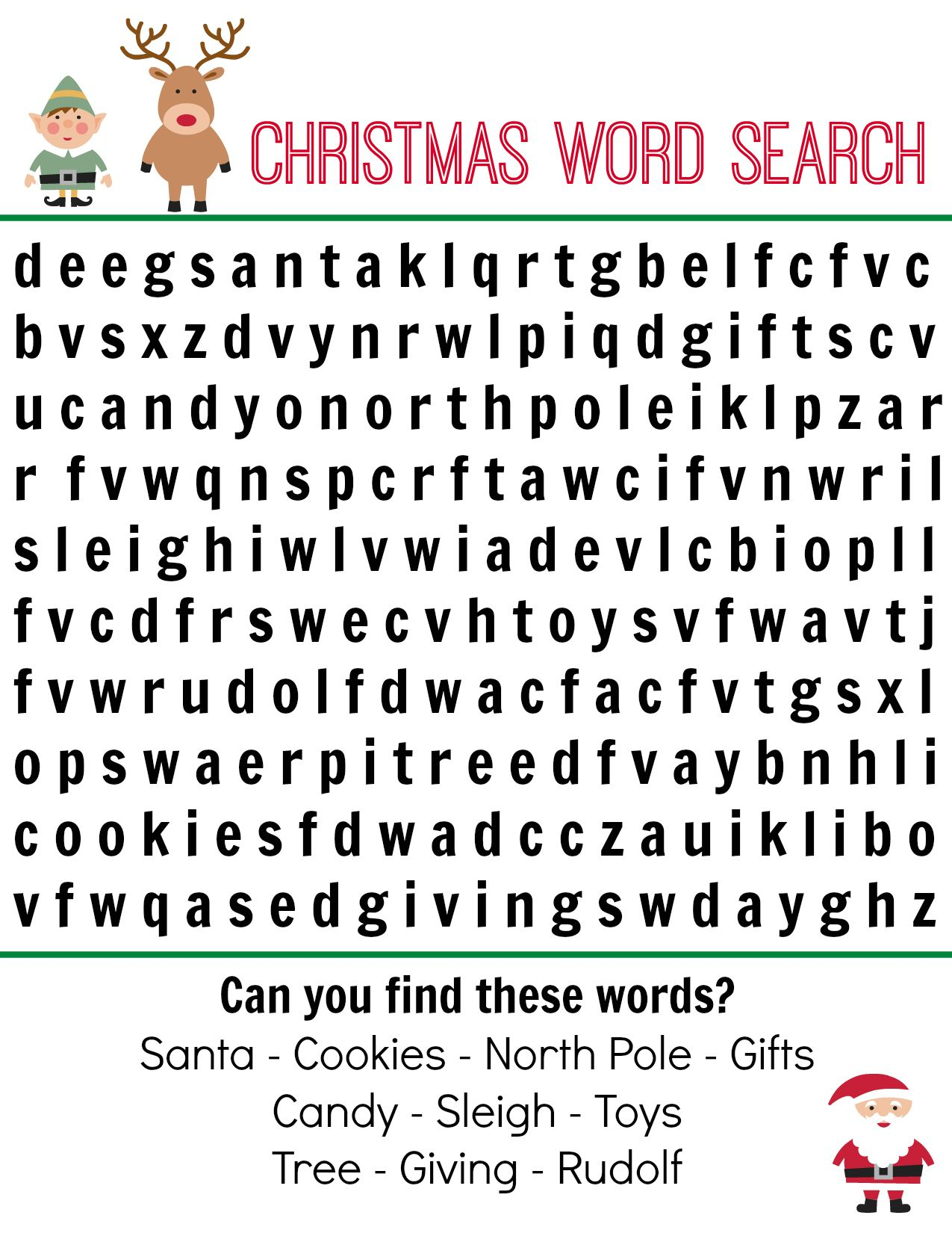 Christmas Word Search Free Printable | Christmas Word Search