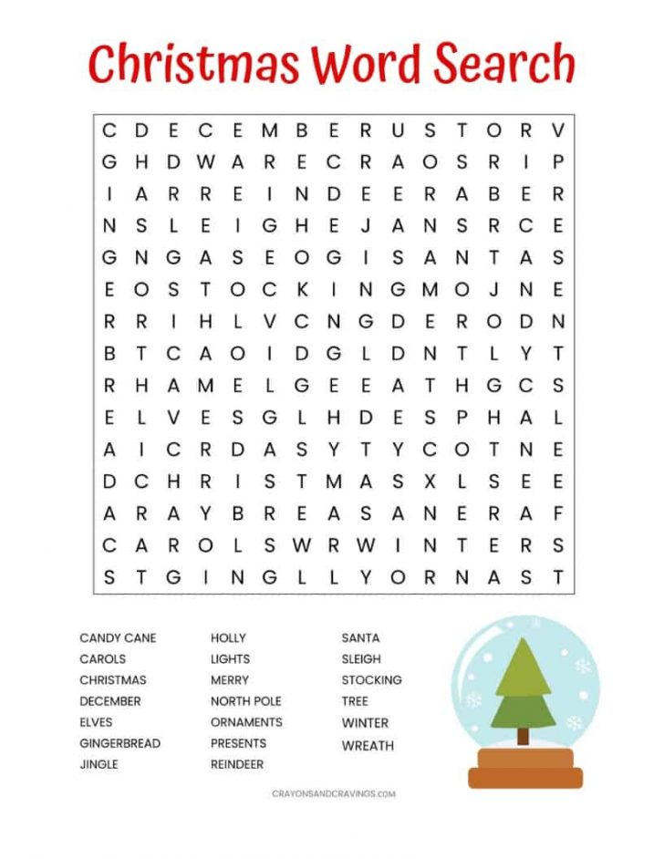 Free Printable Christmas Word Search For Kids