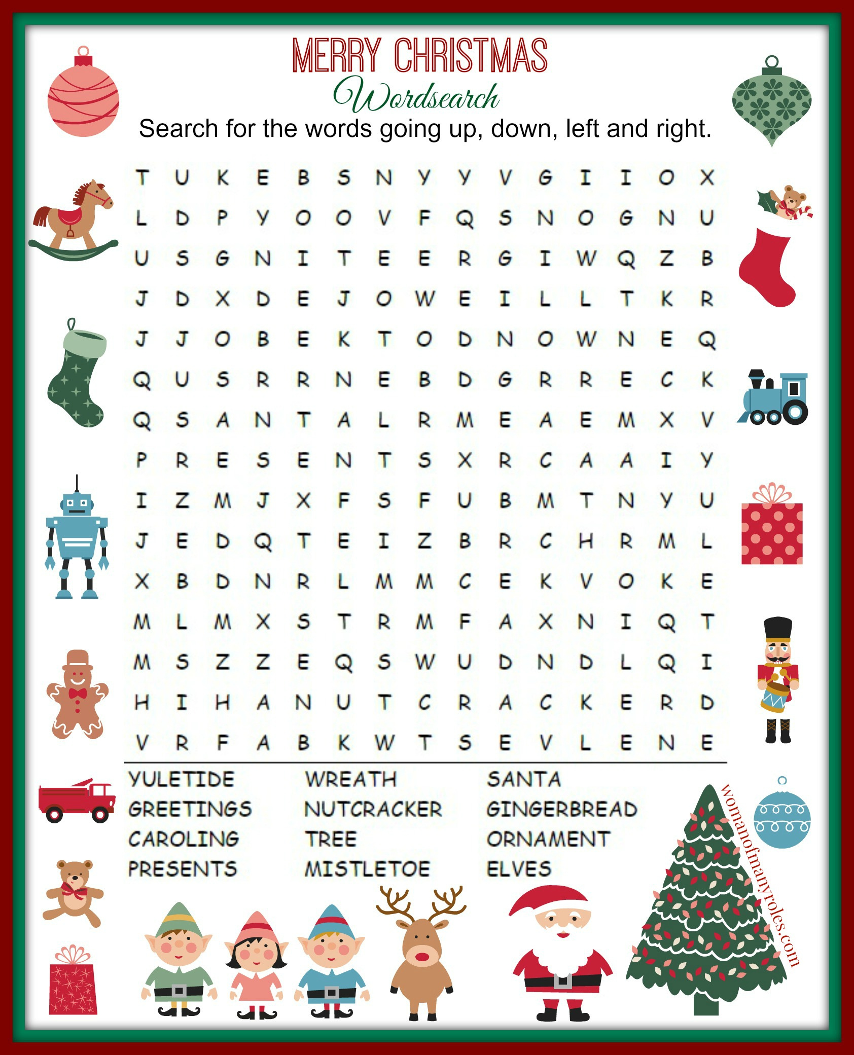 Christmas Word Search Printable : Woman Of Many Roles