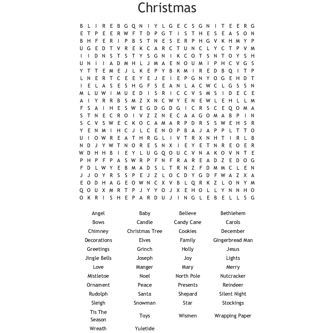 Christmas Word Search - Wordmint