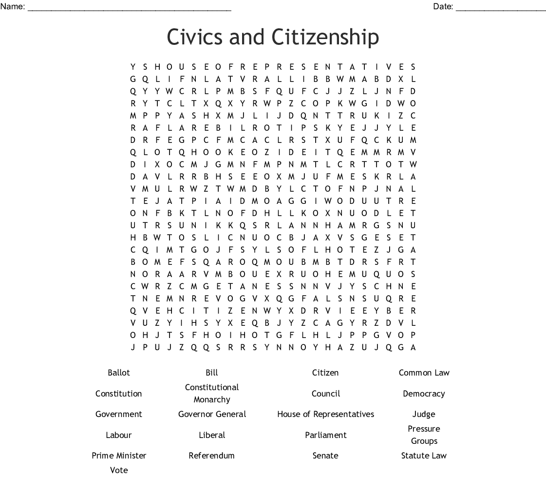 Civics And Citizenship Word Search Wordmint Word Search Printable