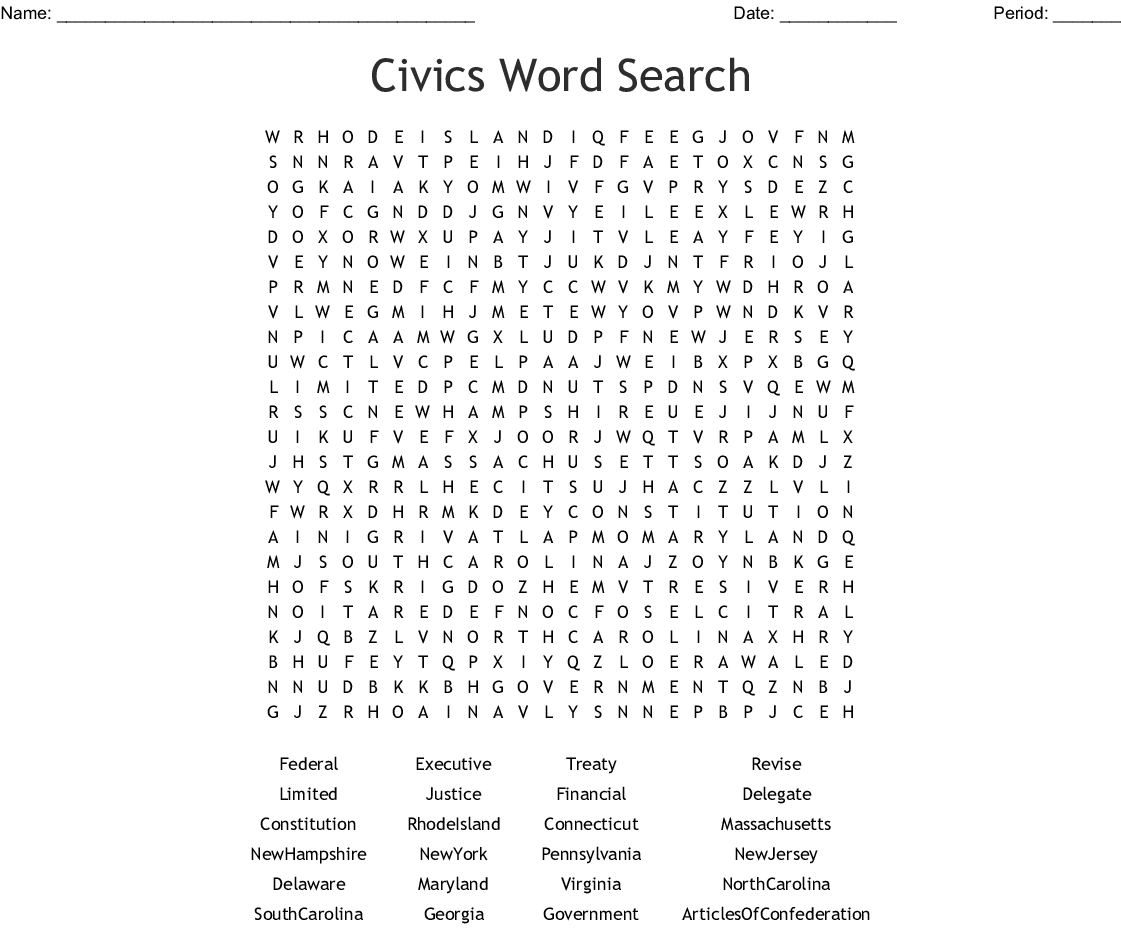 Civics Word Search - Wordmint