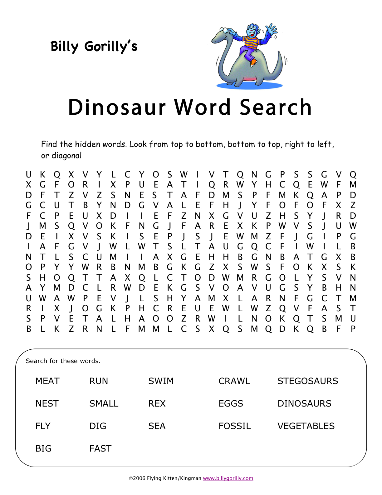 Click To Download Dinosaurs Word Search | Valentines Day