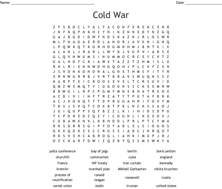 Cold War Word Search Printable