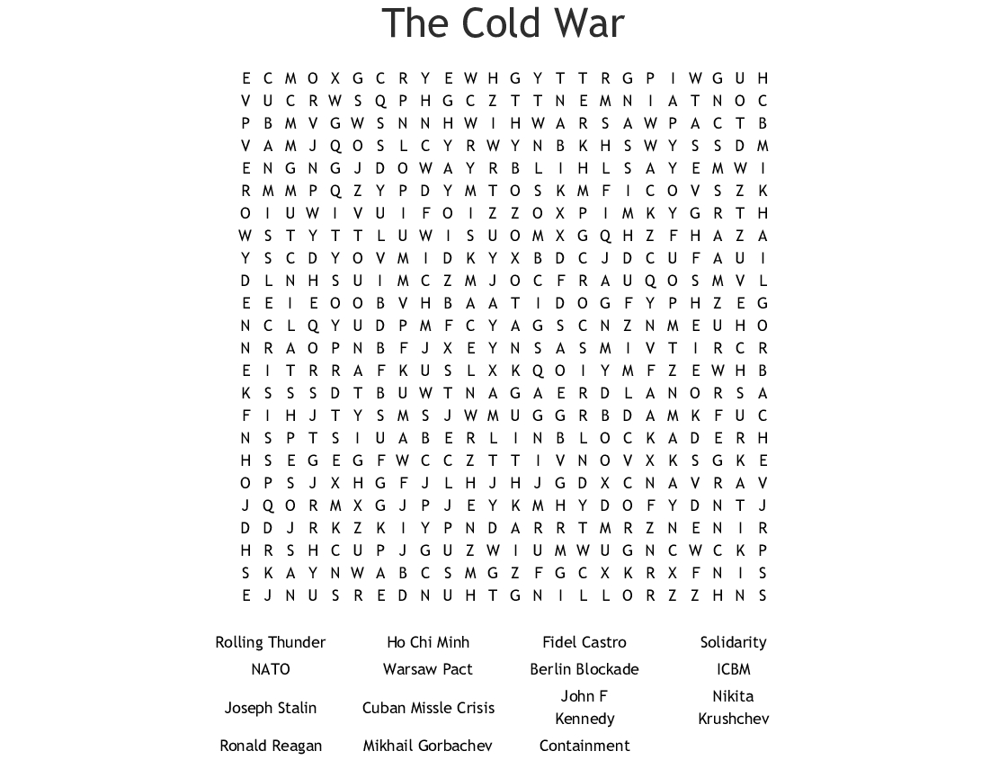Cold War Word Search - Wordmint