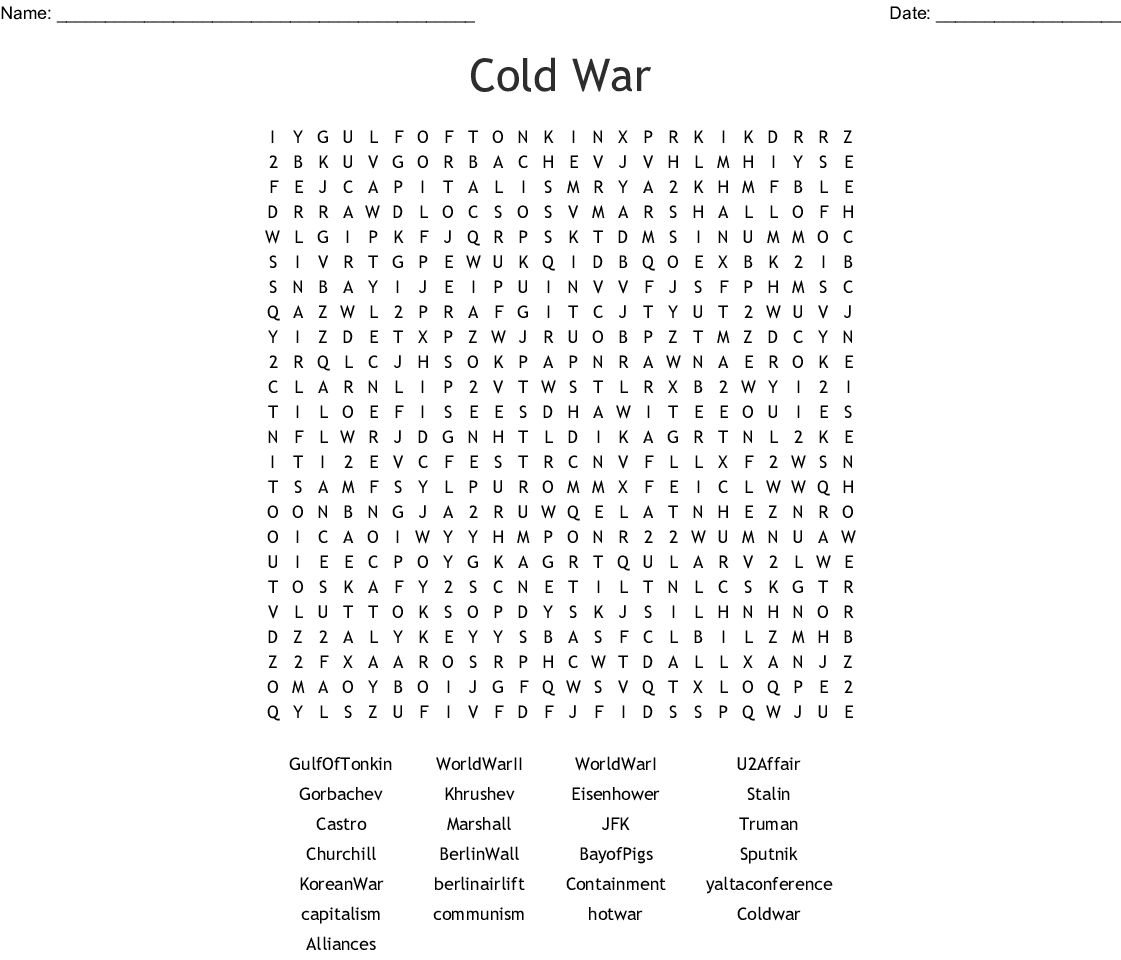 Cold War Word Search - Wordmint