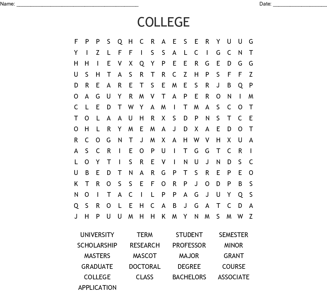 College Word Search - Wordmint