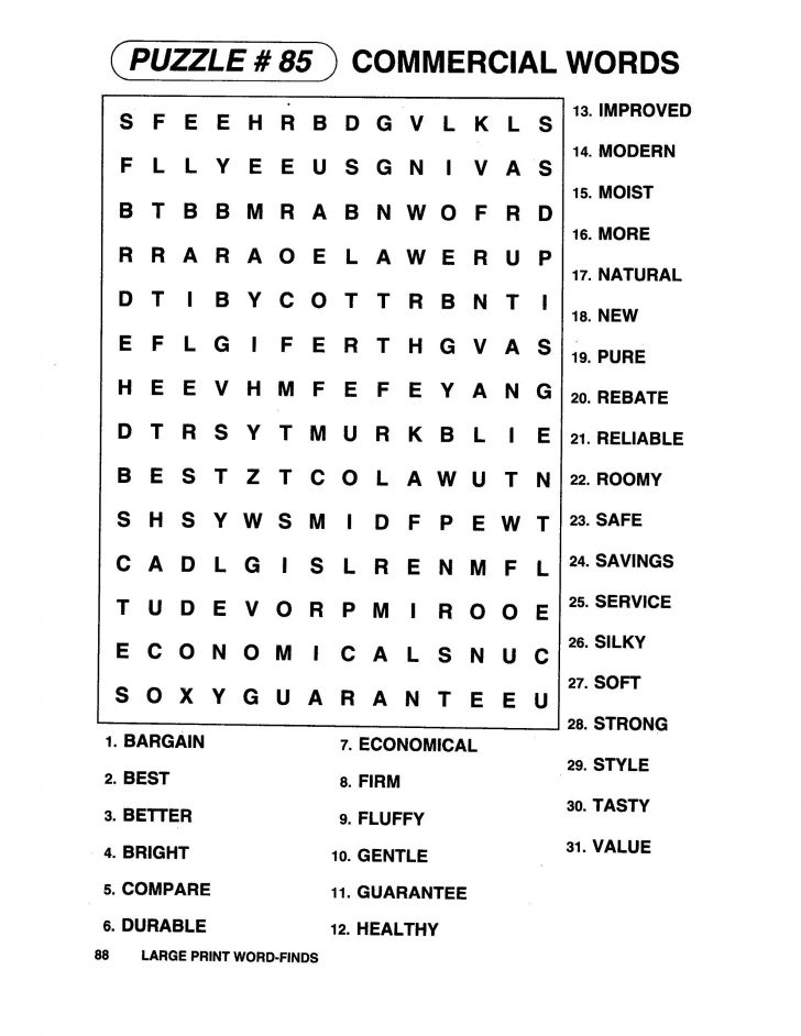 Easy Large Print Word Search Printable