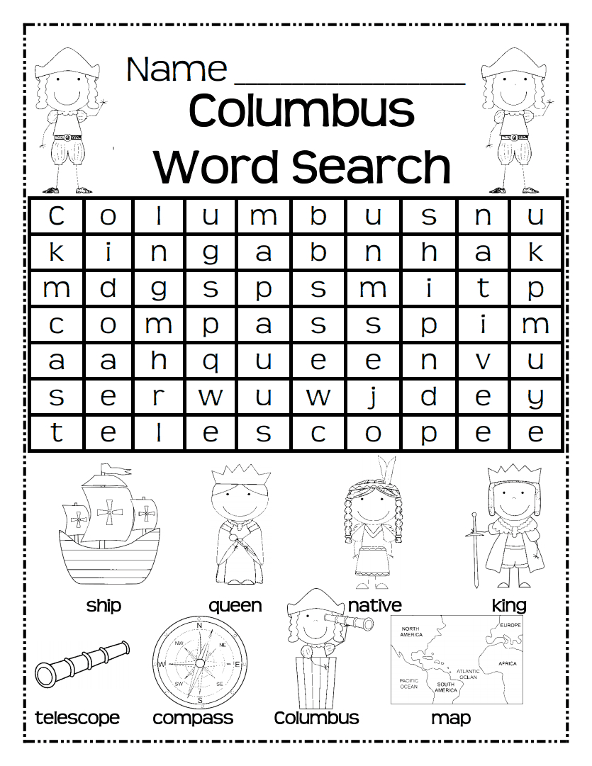 Free Printable Columbus Day Word Search Word Search Printable