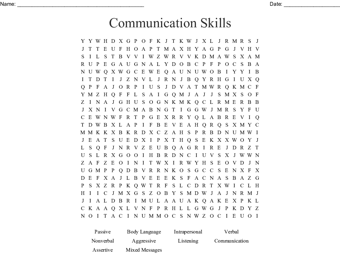 Communication Skills Word Search - Wordmint