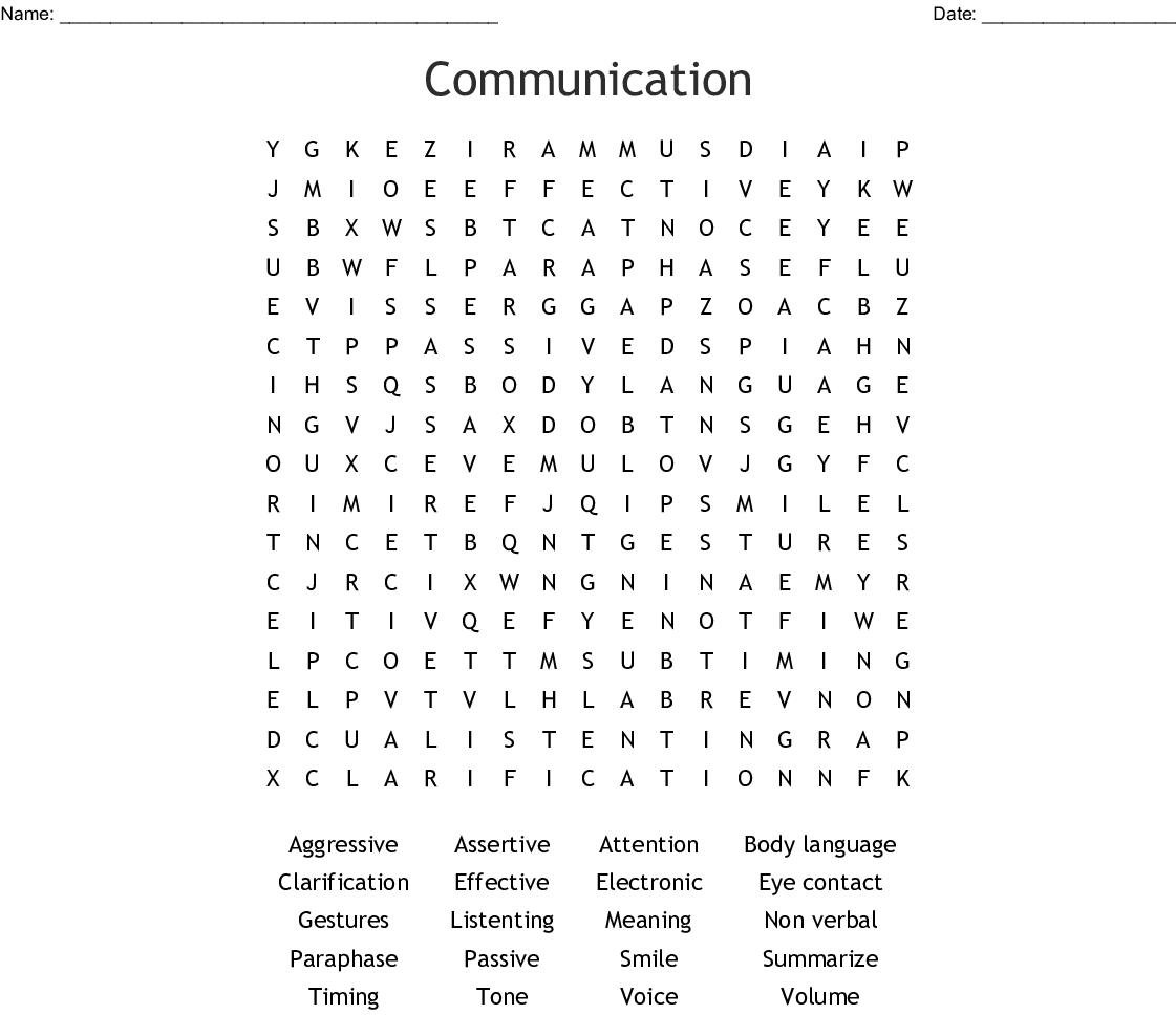 Communication Word Search - Wordmint