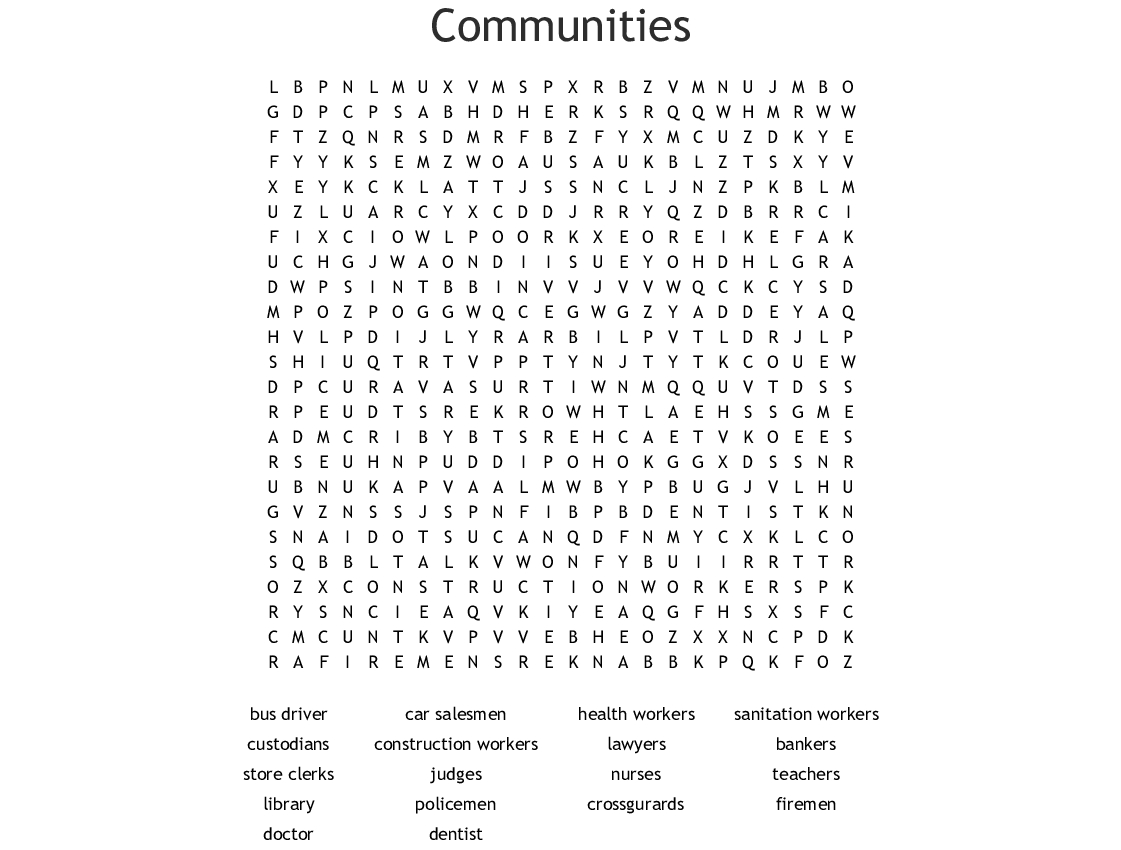 Communities Word Search - Wordmint