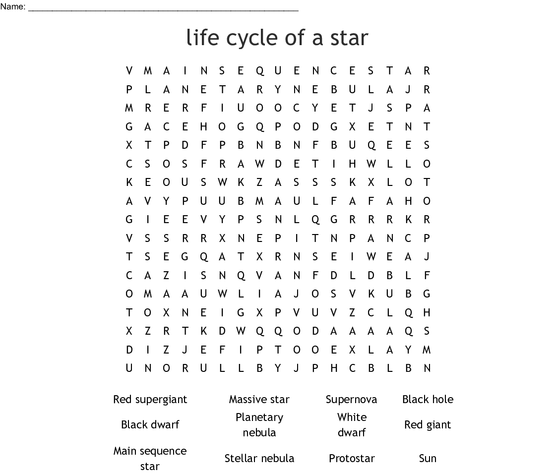 Components Of The Universe Word Search - Wordmint