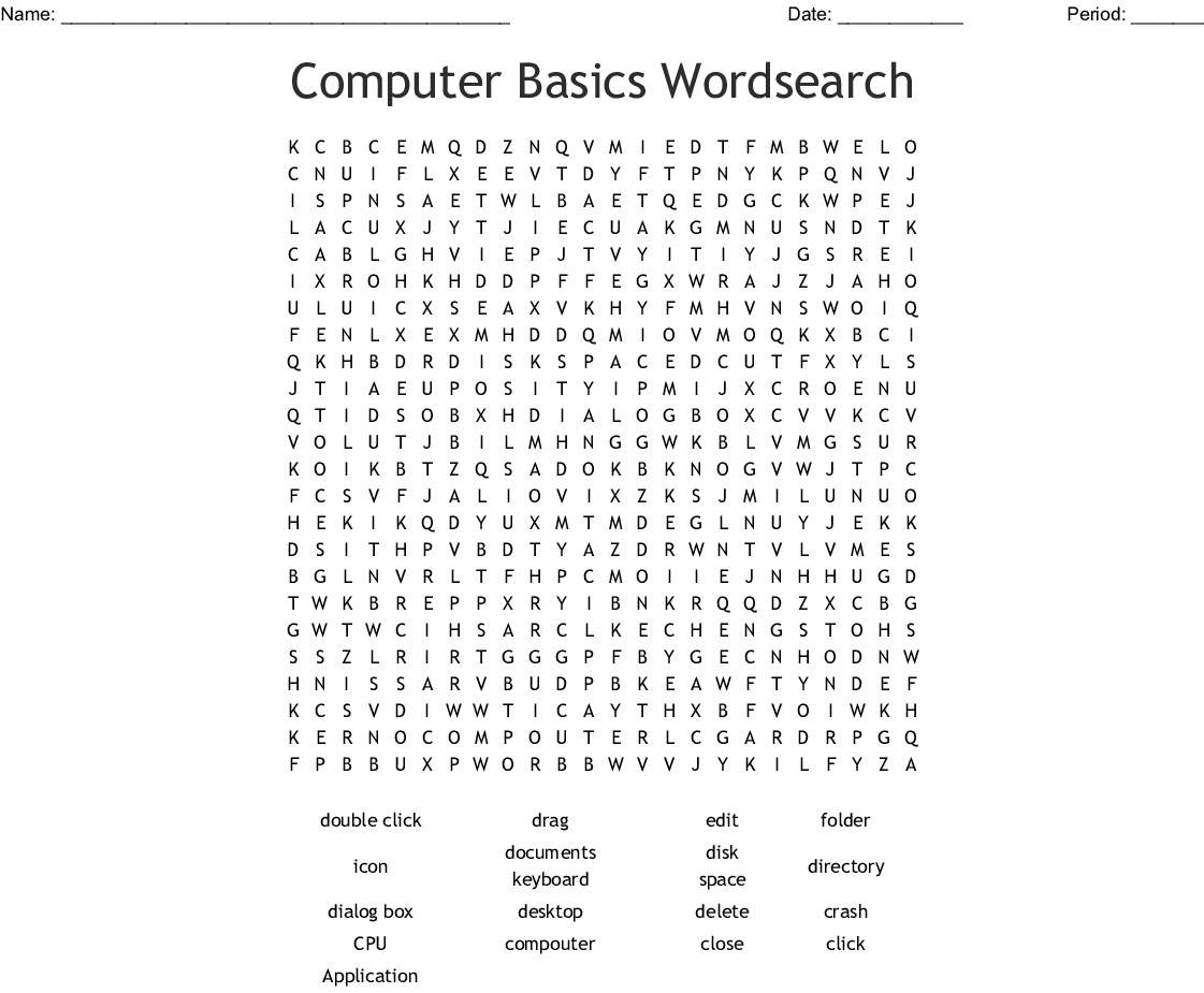 Computer Word Search Printable Free Printable Worksheet