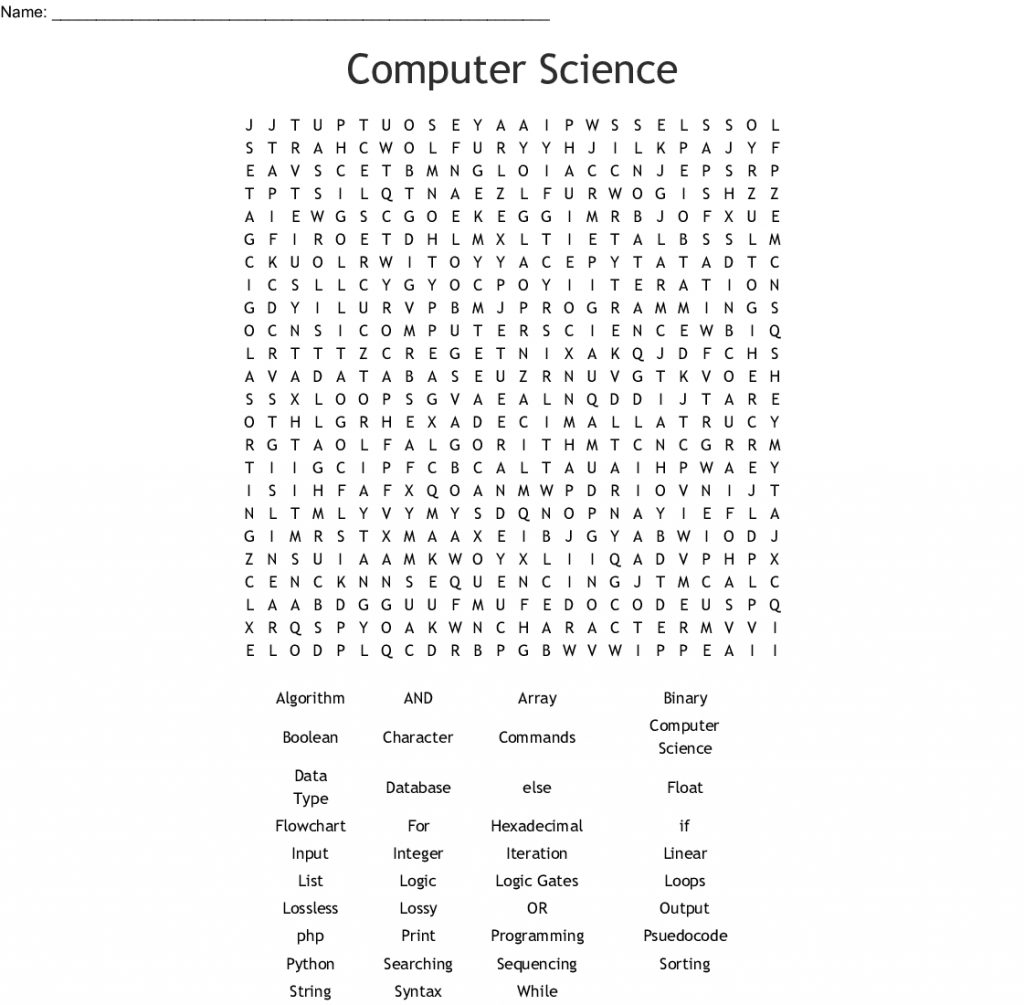 Computer Science Word Search - Wordmint | Word Search Printable