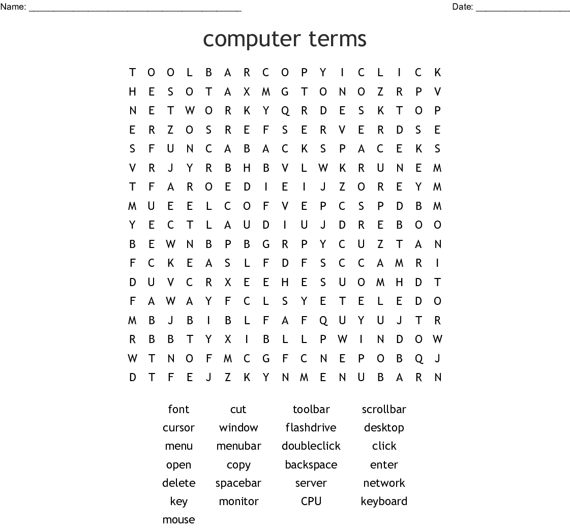 Computer Terms Word Search - Wordmint