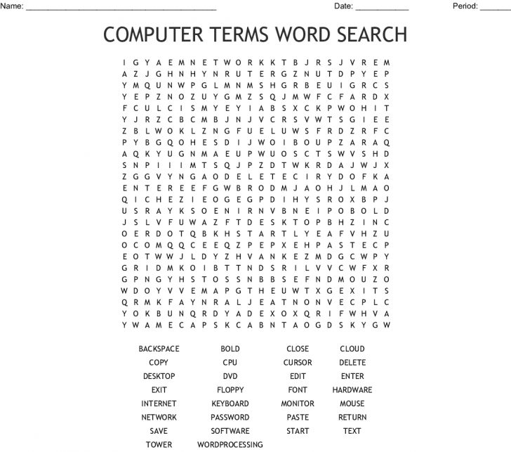 Computer Terms Word Search Printable