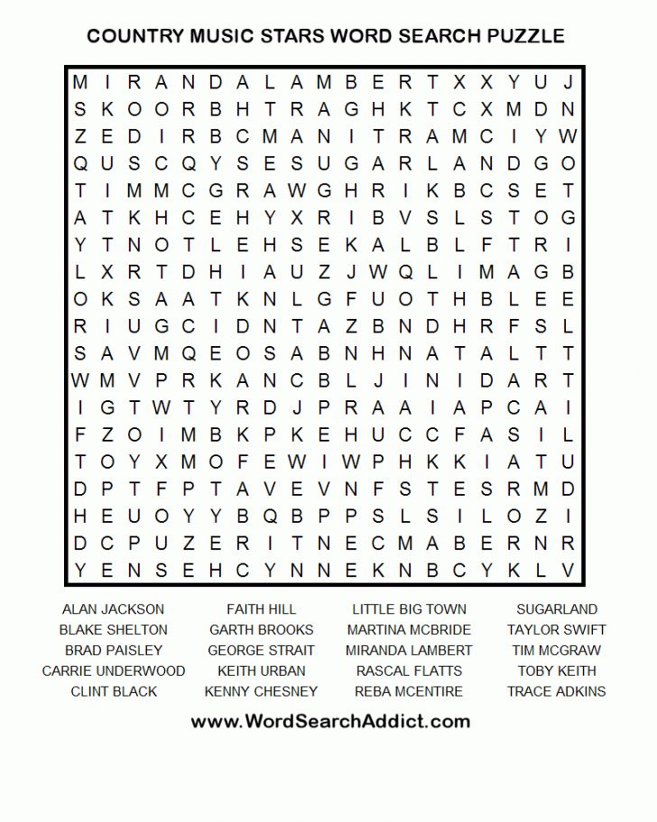 Music Word Search Puzzles Printable