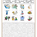 Daily Routines Picture Dictionary And Wordsearch   English