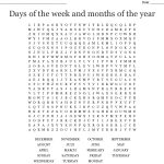 Days Of The Week And Months Of The Year Word Search   Wordmint