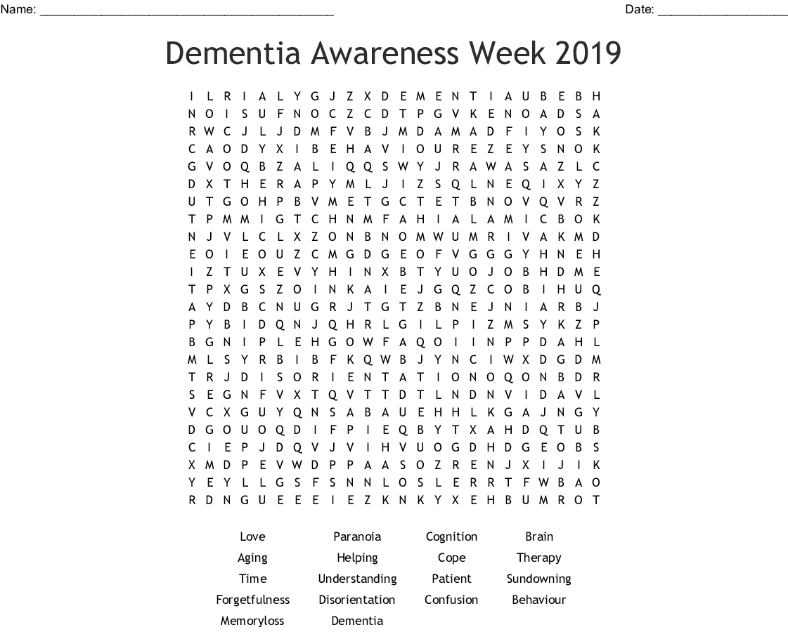 Dementia Word Search - Wordmint