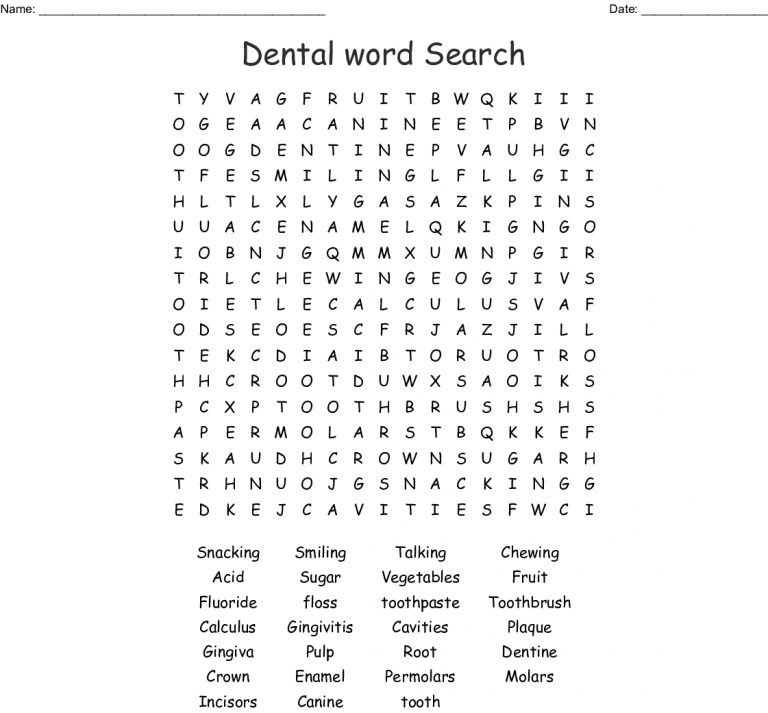 Dental Word Search Wordmint Word Search Printable