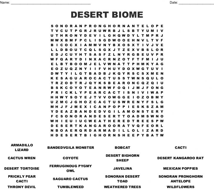 Desert Word Search Printable