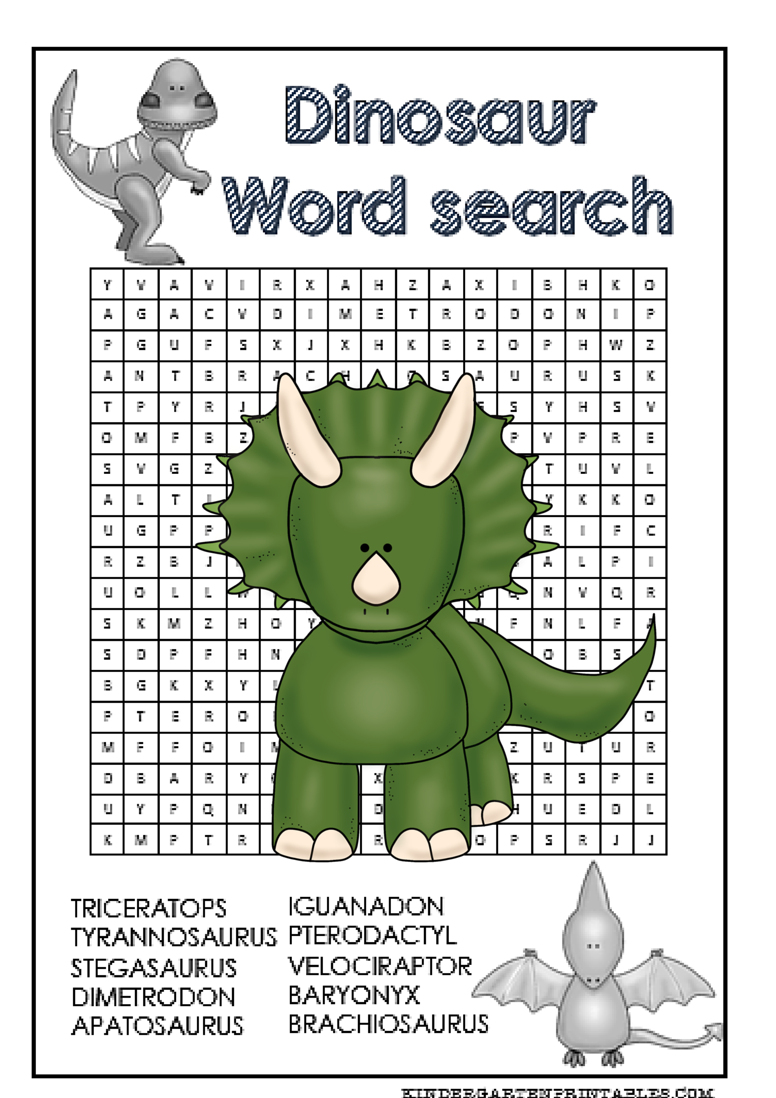 Dinosaur Word Search Free Printable | Dinosaur, Kindergarten