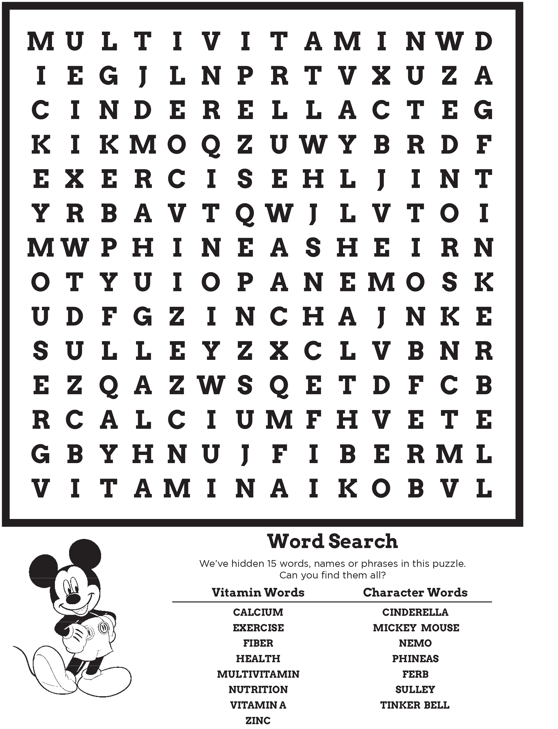 Disney Word Search Puzzles | Activity Shelter