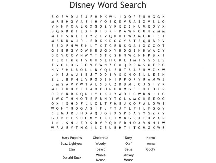 Disney Word Search Puzzles Printable