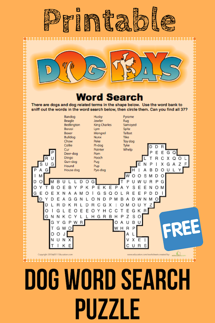 Dog Word Search | Free Printable Word Searches, Dog Words