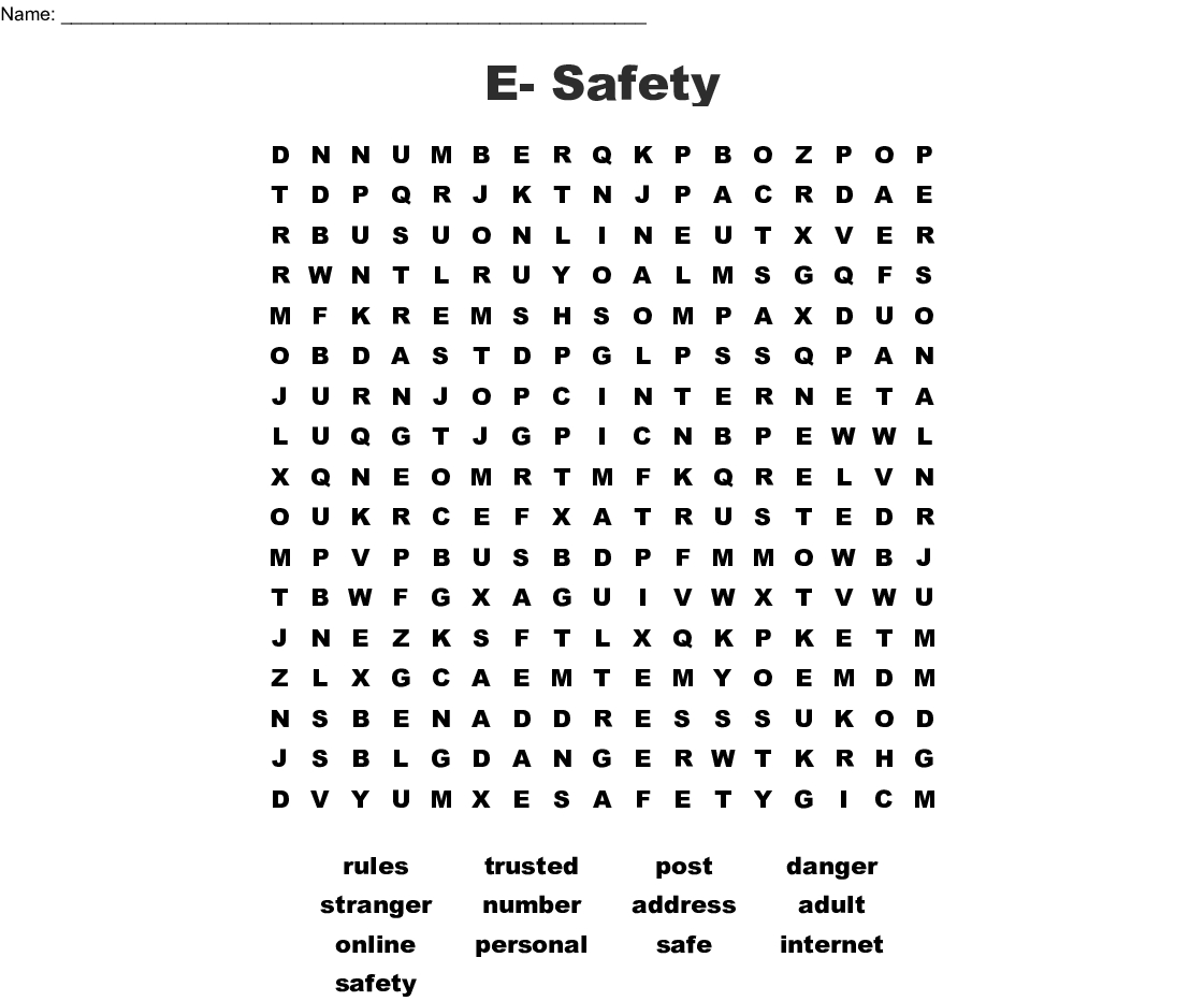 E- Safety Word Search - Wordmint