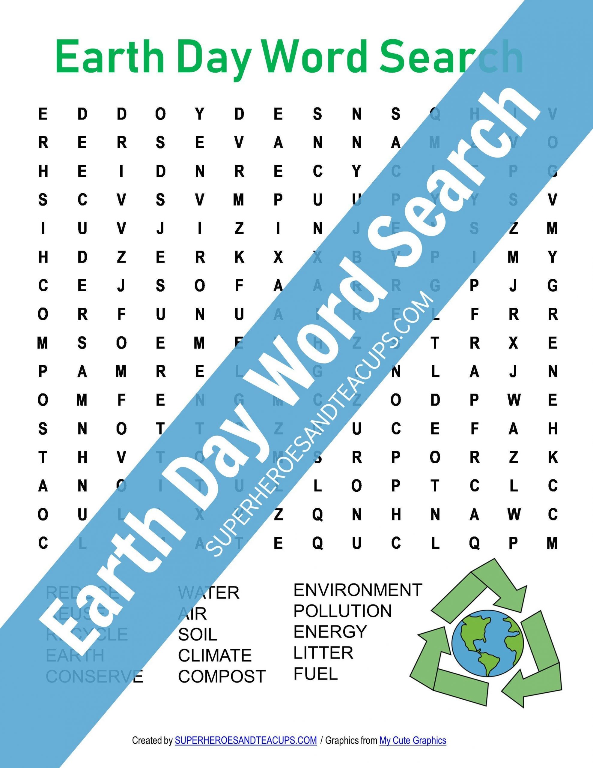 Earth Day Word Search Free Printable For Kids | Earth Day