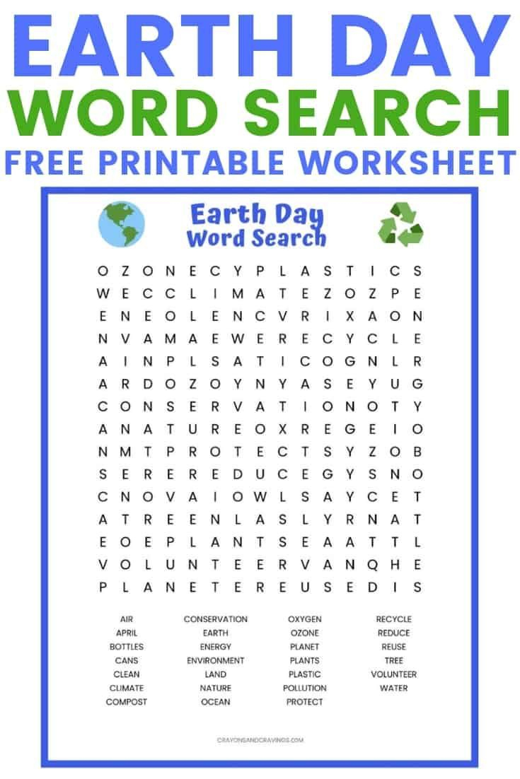 Earth Day Word Search Free Printable Worksheet | Earth Day