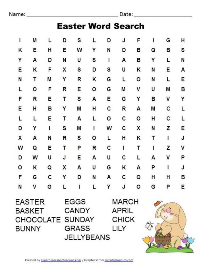 Easter Word Search Printable Worksheets
