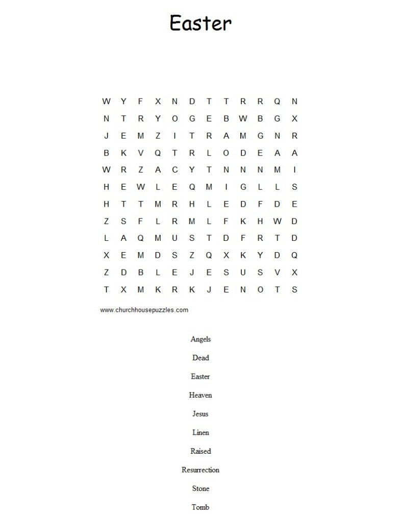 Easter Word Search Puzzle