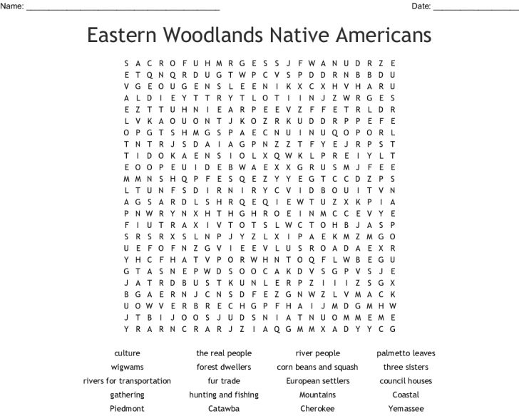 Free Printable Native American Word Search