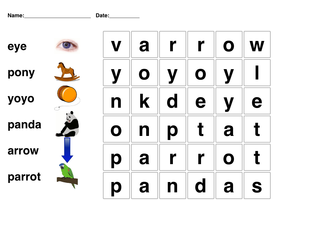 Easy Word Search For Kids | Easy Word Search, Kindergarten
