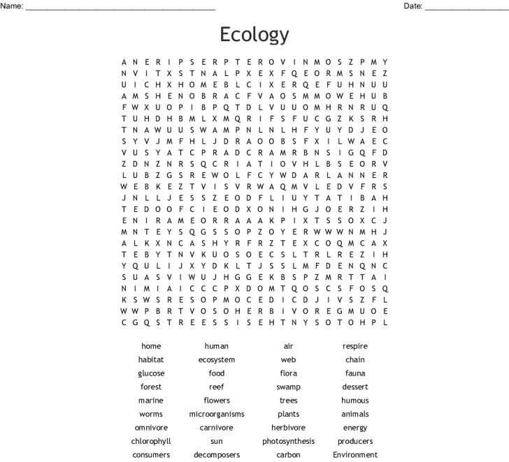 Habitat Word Search Printable