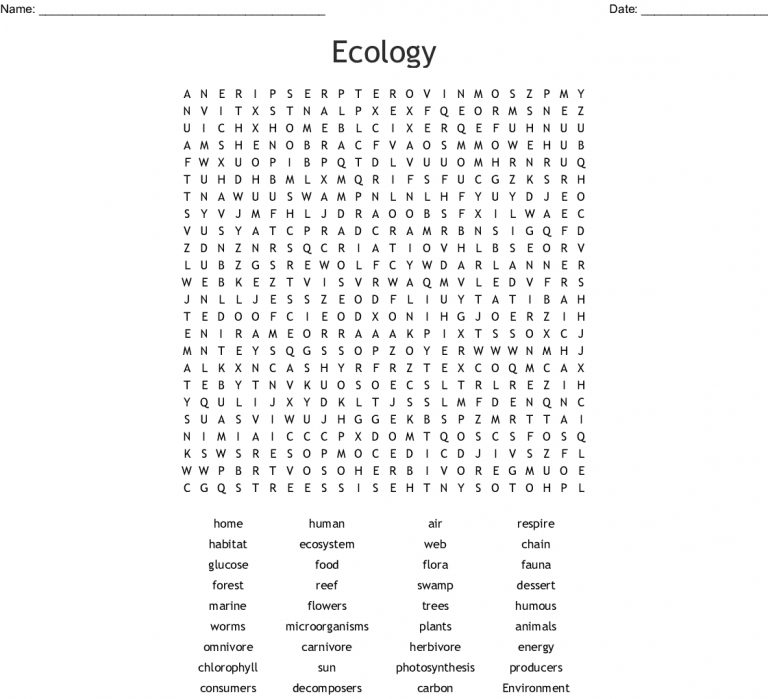 Ecology Word Search - Wordmint | Word Search Printable