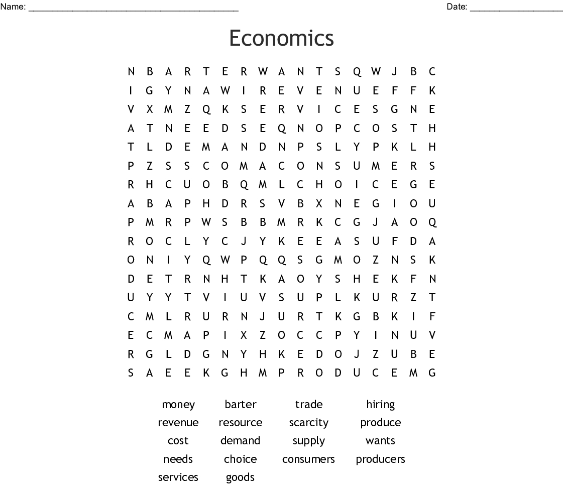 Economics Word Search - Wordmint