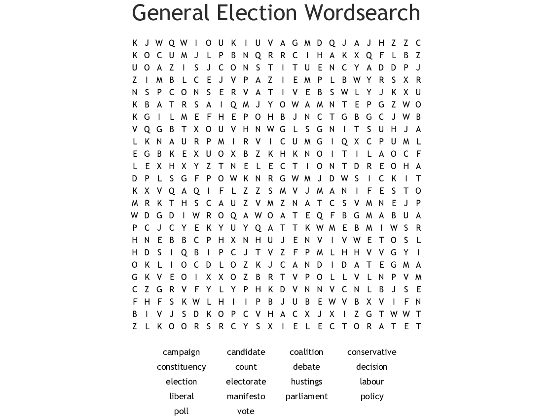 Election Word Search - Wordmint