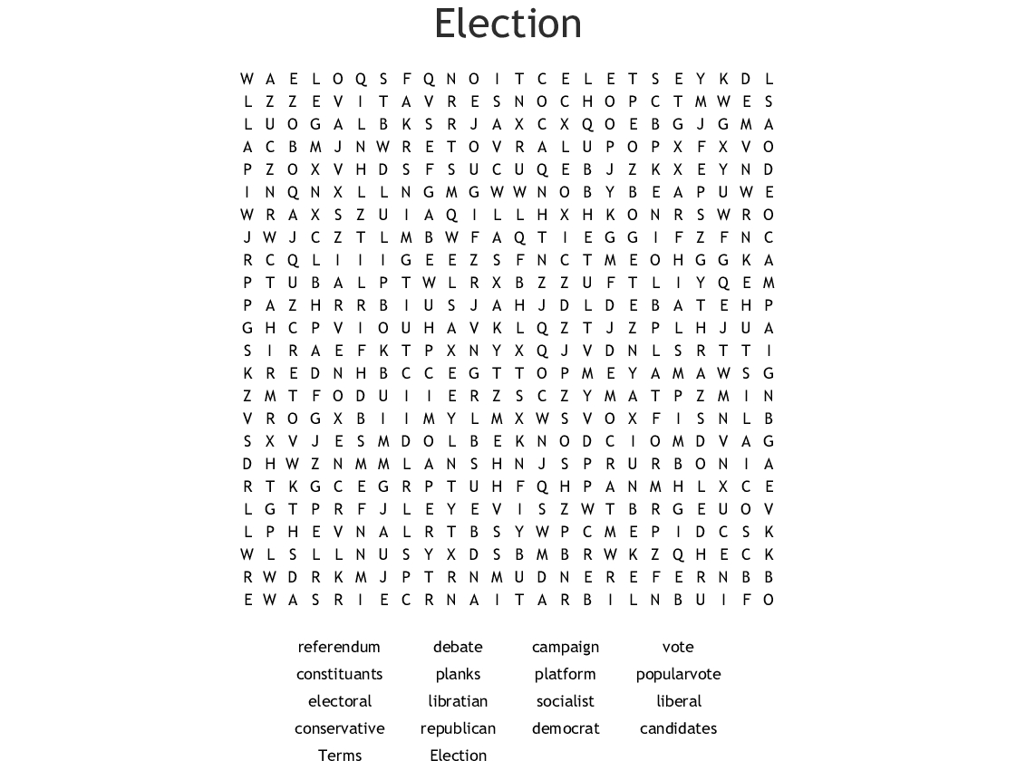 Election Word Search - Wordmint