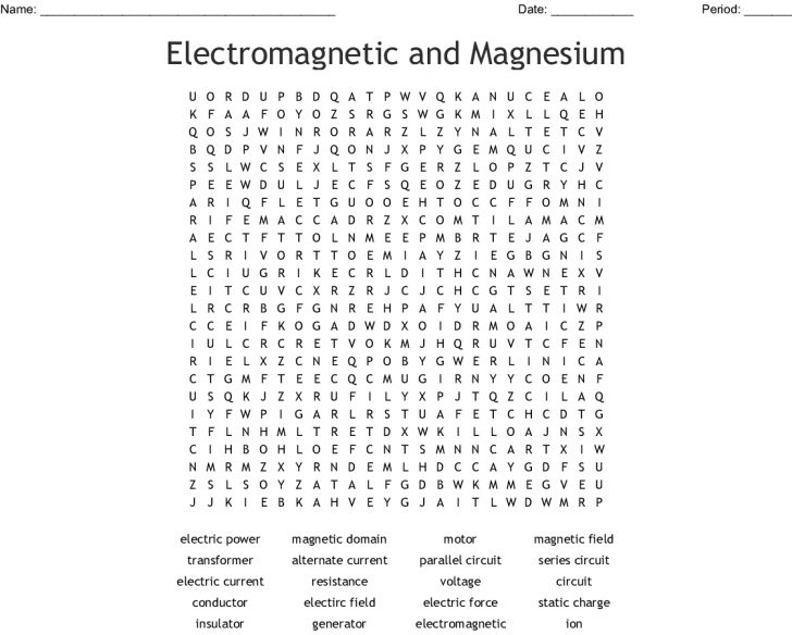 Electricity And Magnetism Word Search Wordmint Word Search Printable