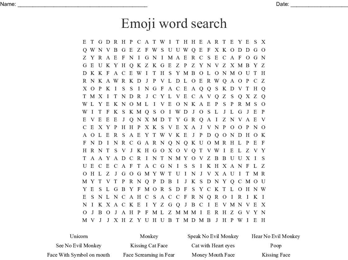 Emoji Word Search Free Printable