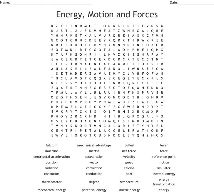 Energy Word Search Printable