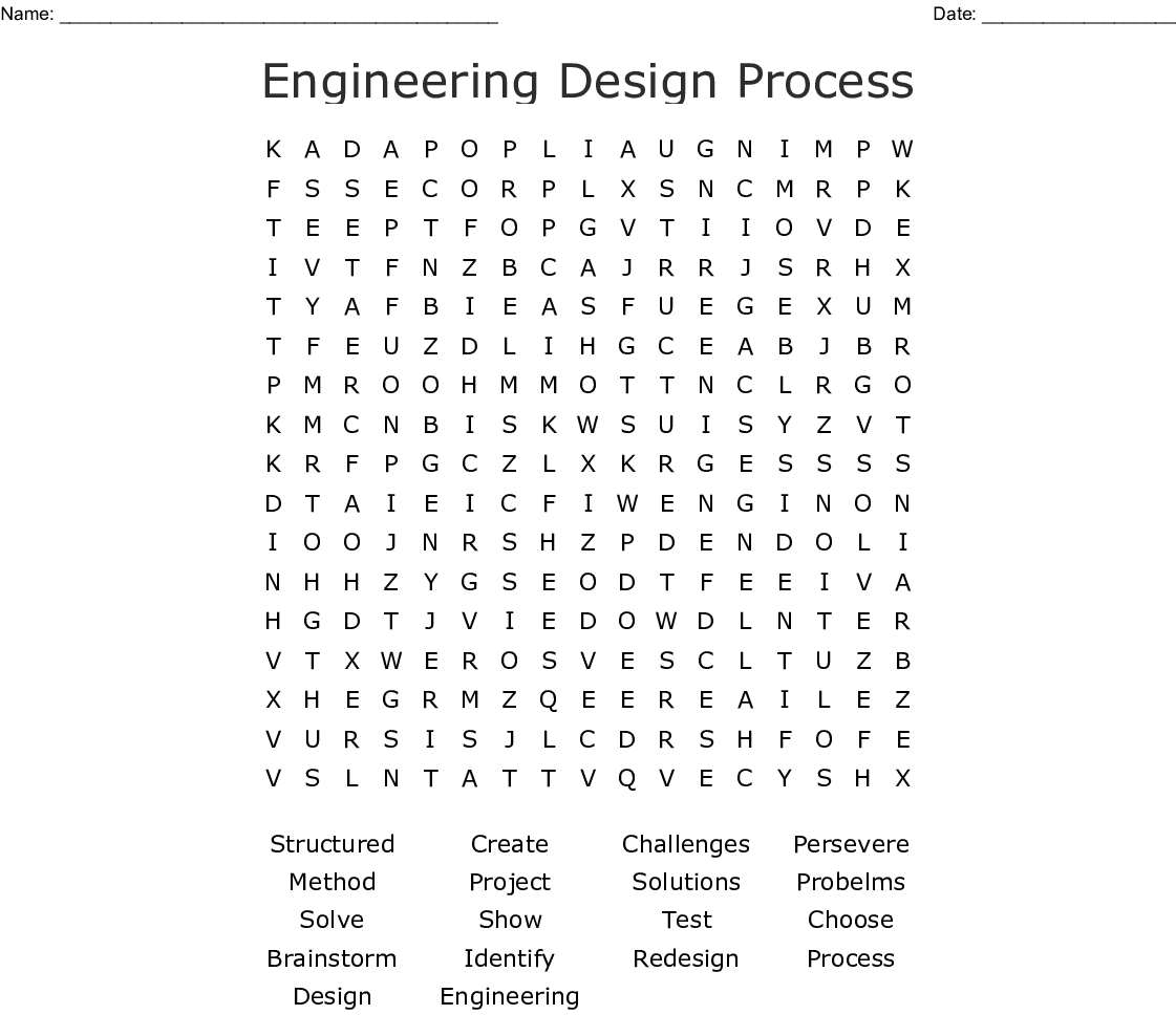 Engineering Design Process Word Search - Wordmint