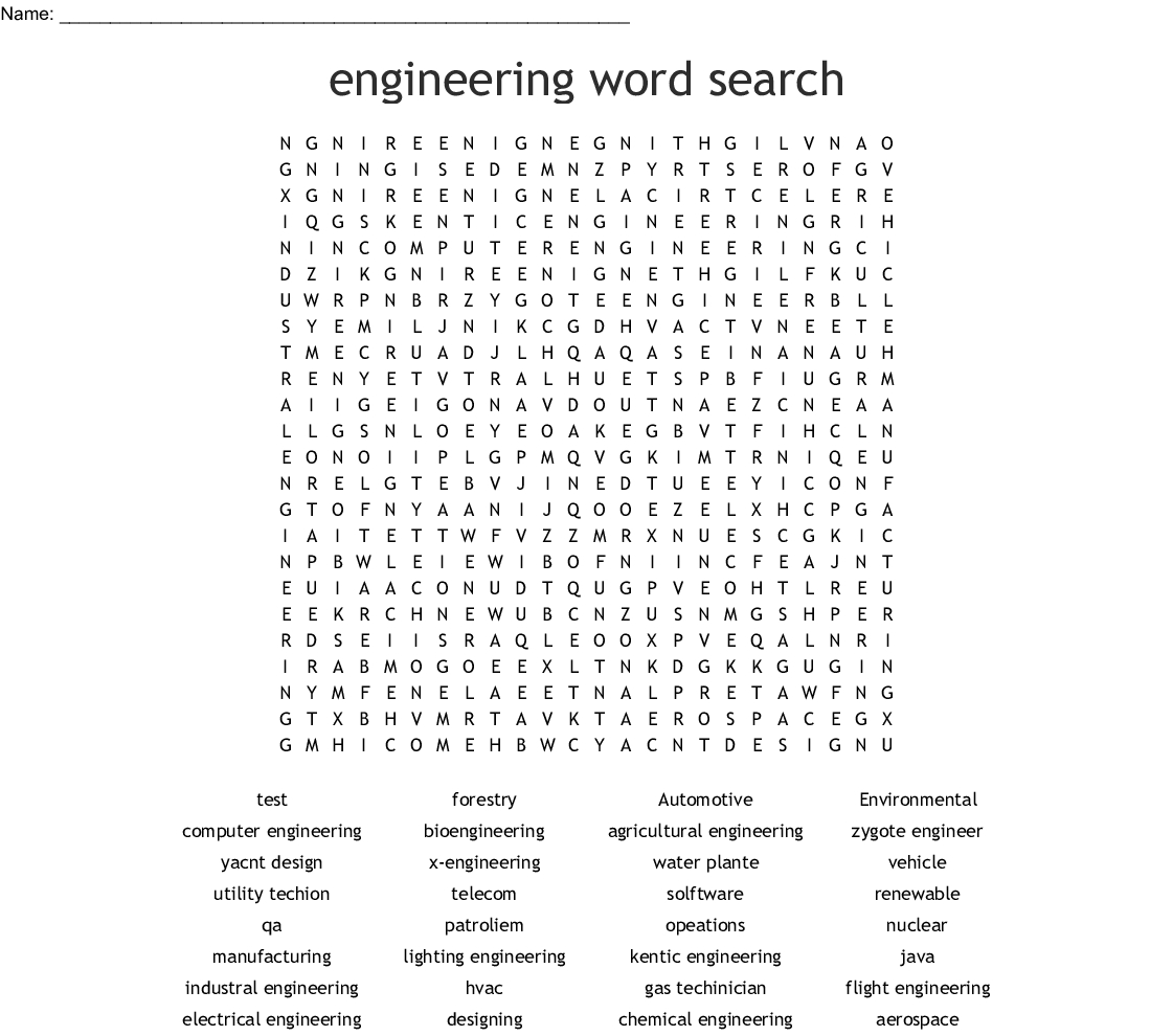 Engineering Word Search - Wordmint