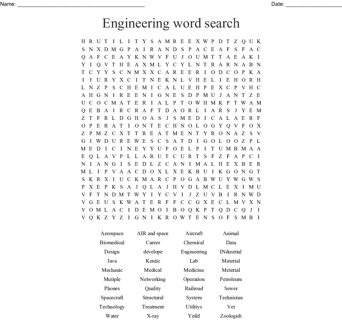 Engineering Word Search - Wordmint